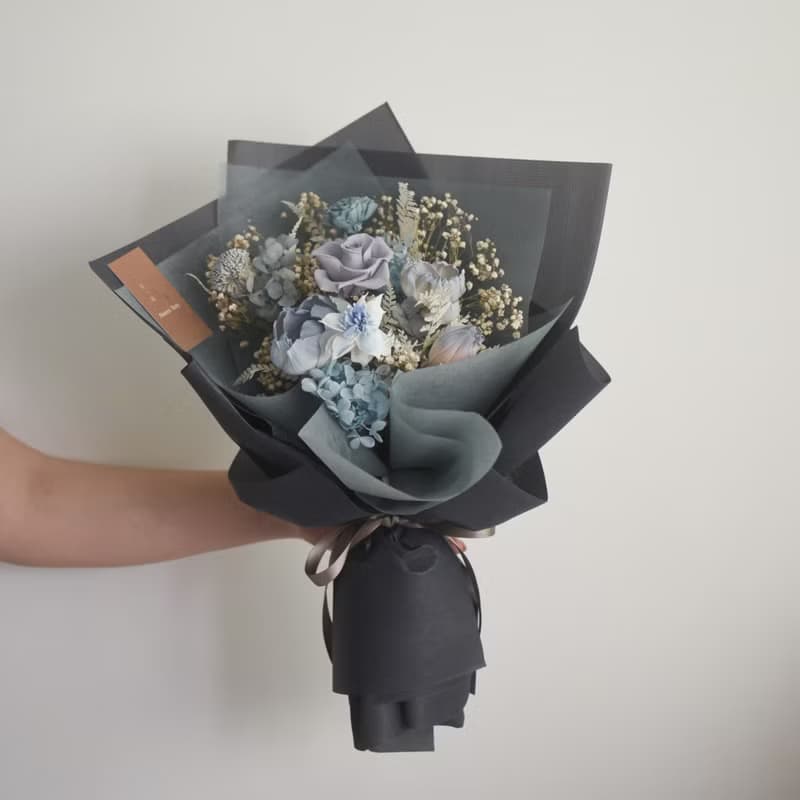 /冷色系莫蘭迪花束/畢業花束 情人節花束 七夕 教師節 永生花