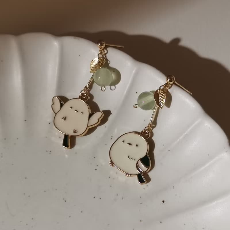 【Veverka】文鳥 - 耳環 飾品 蘋果瑪瑙
