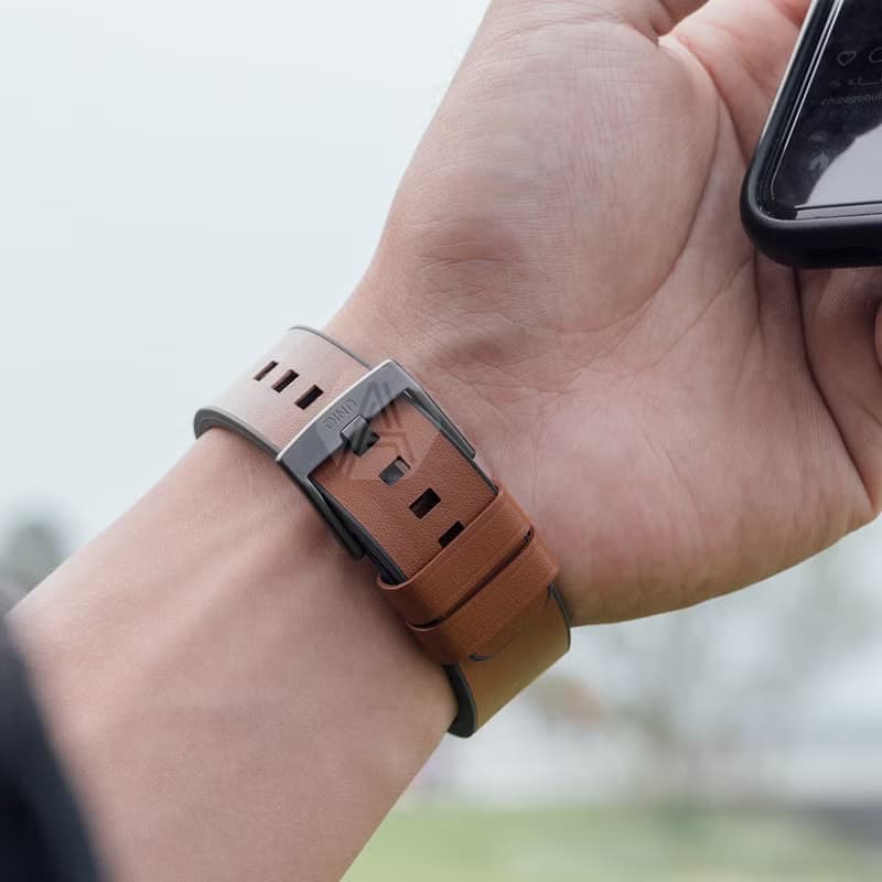 Apple Watch 42/44/45/49mm Straden 防潑水皮革錶帶-棕