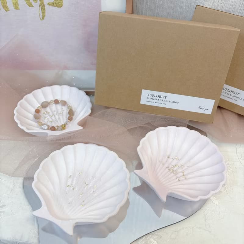 【情人節禮物】飾品香氛貝殼盤/石膏盤 yuflorist