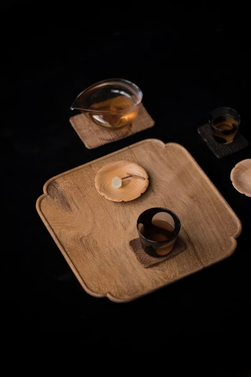 葵口盤 緬甸柚木 原木