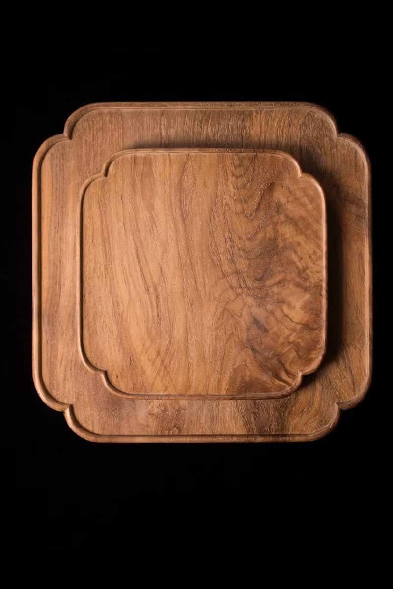 葵口盤 緬甸柚木 原木