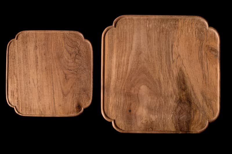 葵口盤 緬甸柚木 原木