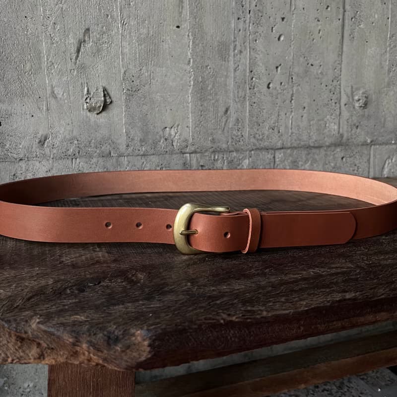 3cm寬 好耐皮帶 馬蹄頭I焦糖 植鞣革真皮腰帶