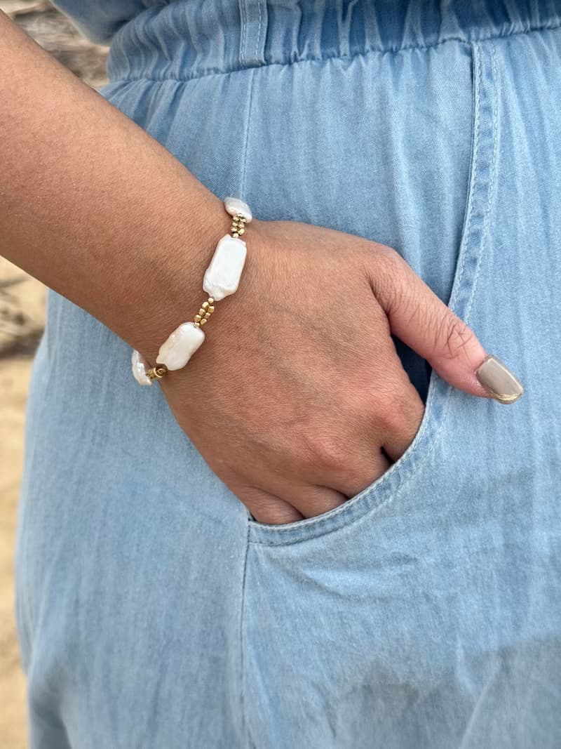 14KG Freedom 方型巴洛克磁吸手鍊