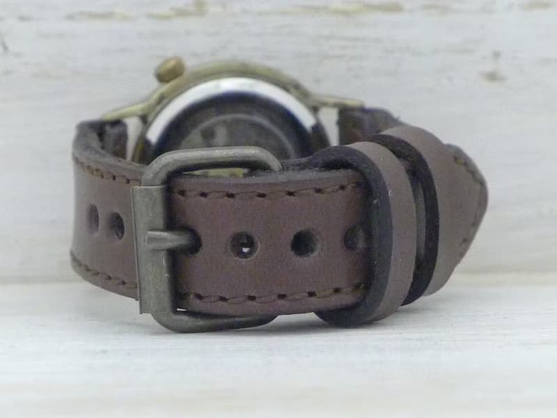 手作り腕時計 BHW120 手巻きBrass32mm ローマ数字フローティング ミシンステッチベルト