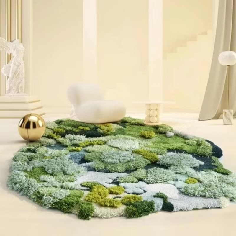 北歐風 手作 紐西蘭羊毛地毯 梵高之夏 客廳臥室床邊墊 家居裝飾