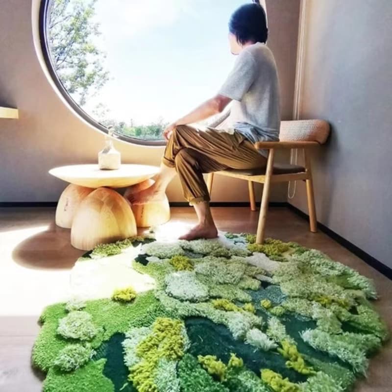 北歐風 手作 紐西蘭羊毛地毯 梵高之夏 客廳臥室床邊墊 家居裝飾