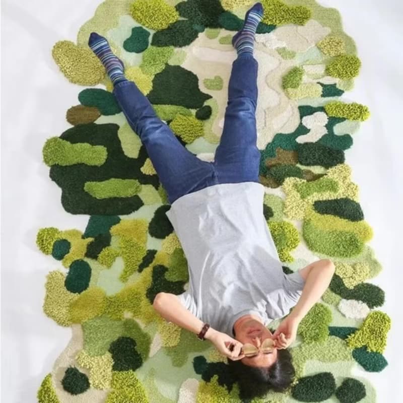 北歐風 手作 紐西蘭羊毛地毯 梵高之夏 客廳臥室床邊墊 家居裝飾