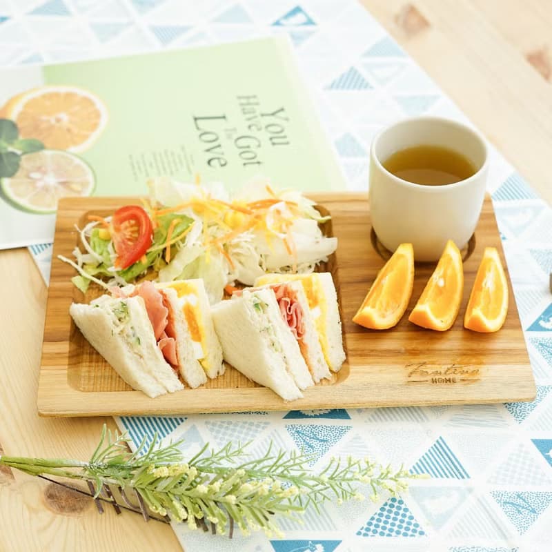 天然柚木咖啡盤-條紋款 30*20cm │不上漆原木製早午餐盤露營野餐