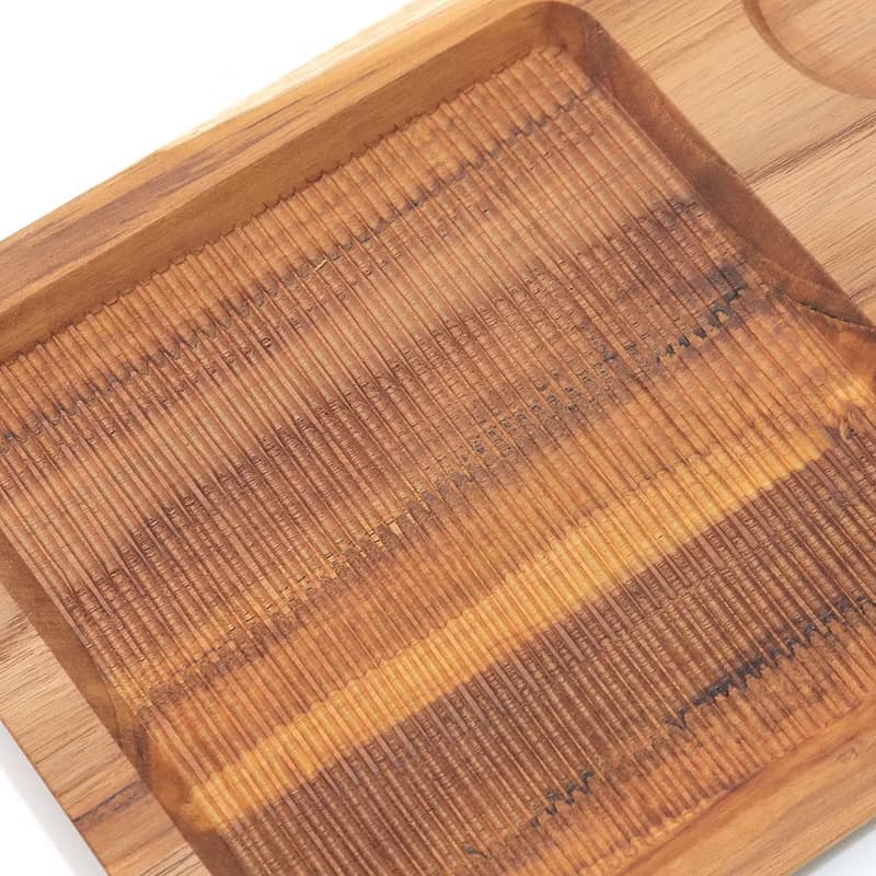 天然柚木咖啡盤-條紋款 30*20cm │不上漆原木製早午餐盤露營野餐