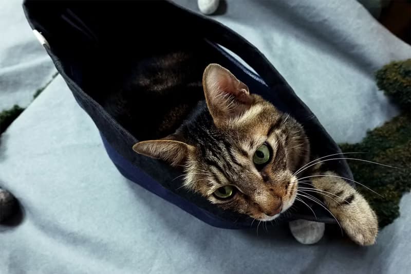 礦工手袋 | 丹寧藍 x黑 | 底部大容量 手提袋 便當袋 置物袋 貓窩