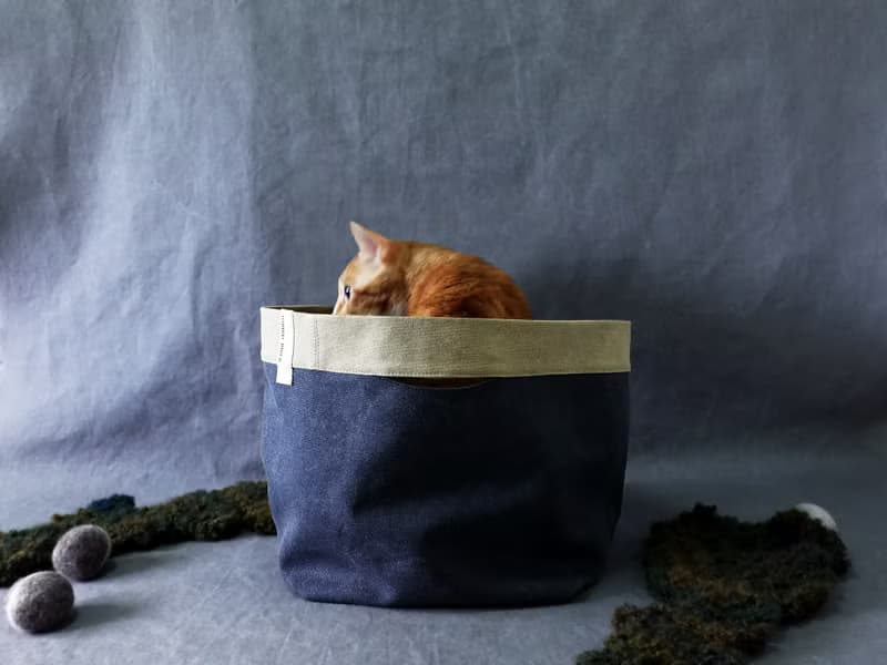 礦工手袋 | 丹寧藍 x黑 | 底部大容量 手提袋 便當袋 置物袋 貓窩