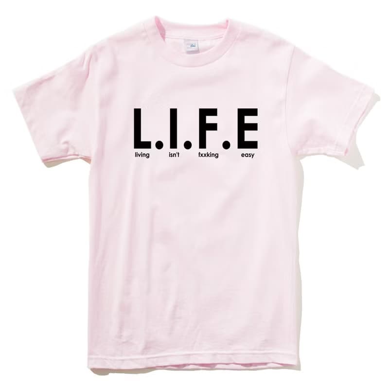 Living isn't fxxking easy LIFE 短袖T恤 淺粉色 文字 英文 生活