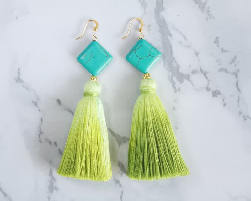 Green Bohemian Dangle Drop Earrings, Lovely Statement Earrings for Woman