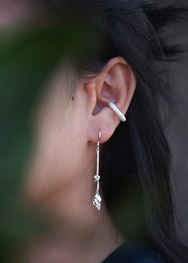 925銀海螺貝殼打結耳飾繩結純銀耳墜