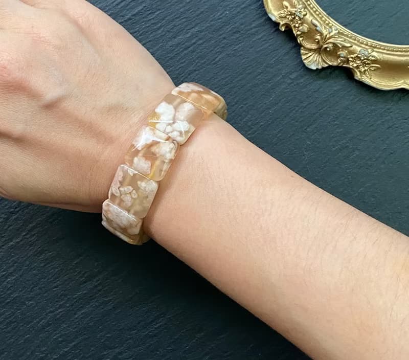 精選超美果凍體 櫻花瑪瑙 天然瑪瑙手鍊 增強運勢 吸引正面能量