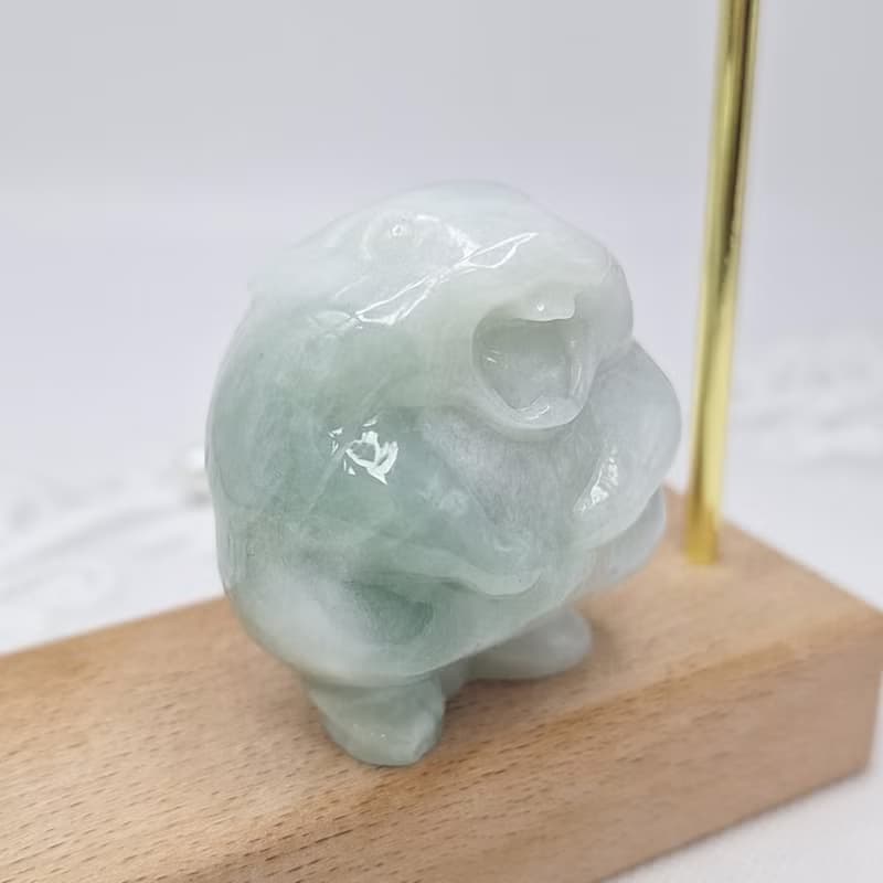 溫潤綠底飄花土撥鼠擺件 | 天然緬甸玉A貨翡翠