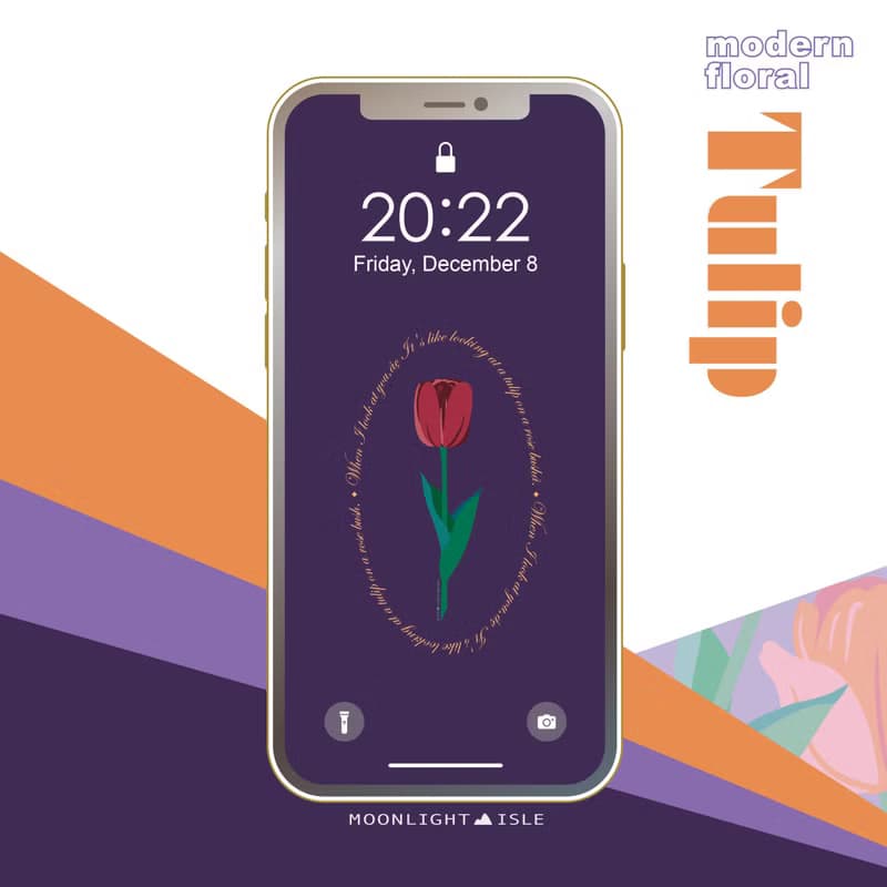 【數位】湖畔少女-鬱金香4 夕陽紫 |繽紛可愛花束手機桌布組| 立即下載