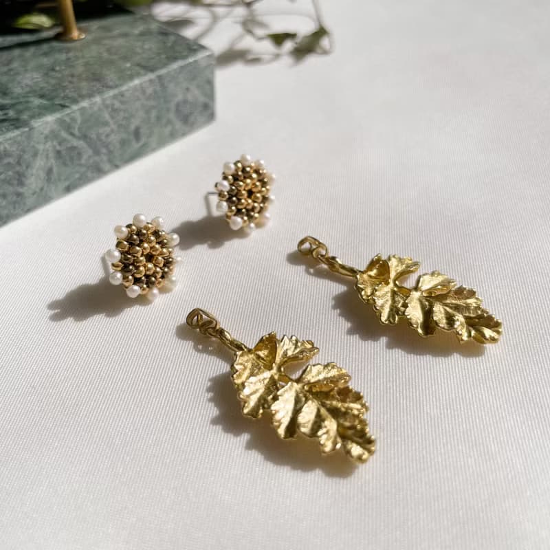 金穗耳墜 淡水珍珠 日本珠 黃銅 耳環