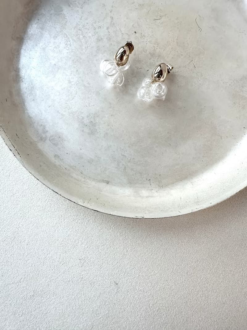 豆子玻璃吊耳環 耳勾 耳夾