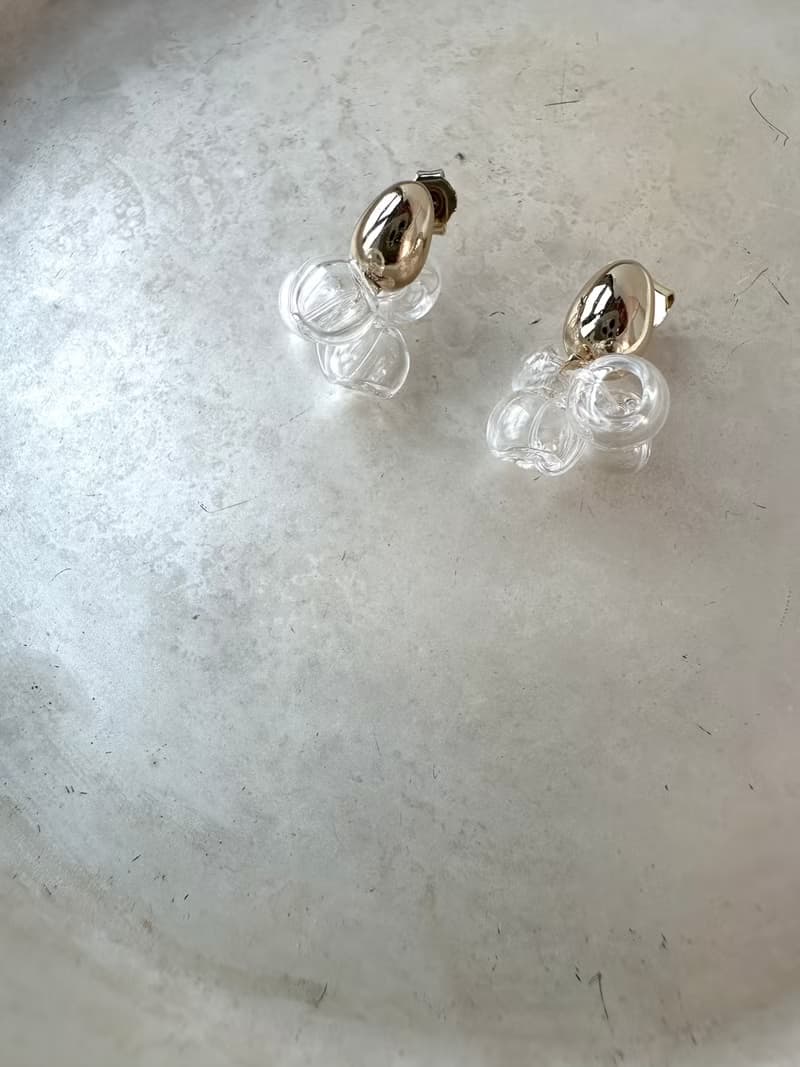 豆子玻璃吊耳環 耳勾 耳夾
