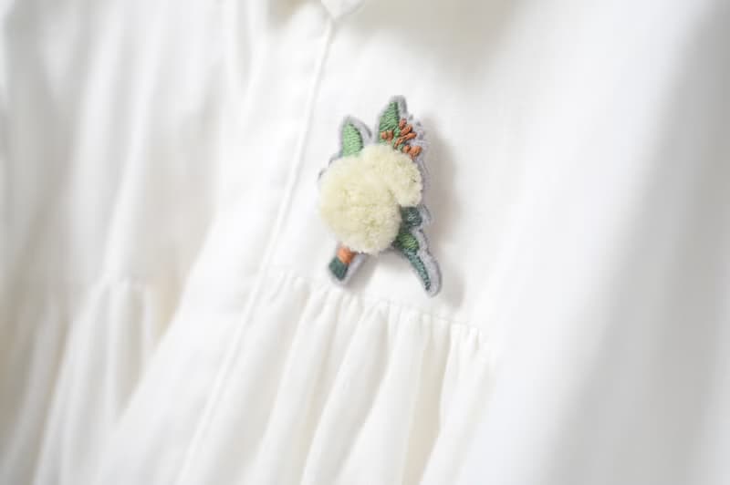 新手不怕! 手綁花束刺繡材料包 別針/帽飾－粉花  裝飾你的編織帽