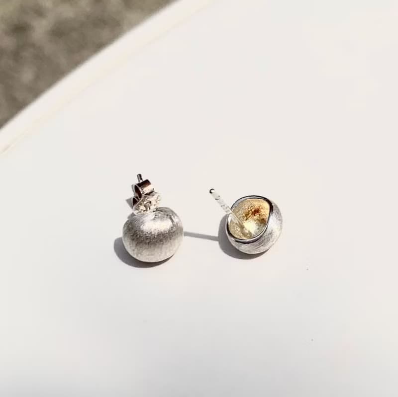 純銀高質感銀白光澤耳環 Silver one earrings