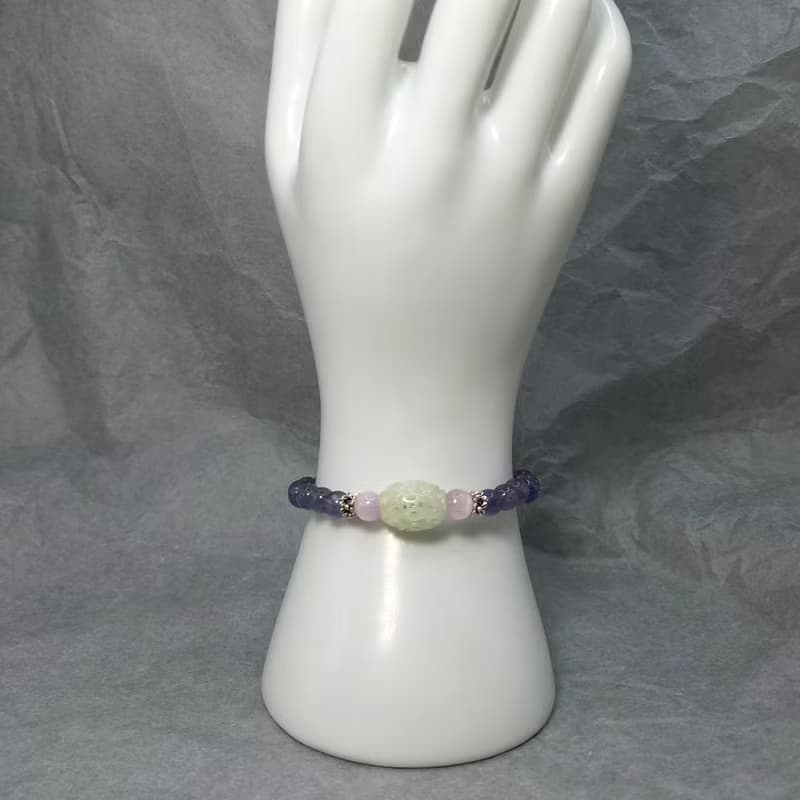 手鍊 翡翠 鏤空雕刻 貓眼 紫鋰輝石 堇青石 925銀飾 手珠 寶石