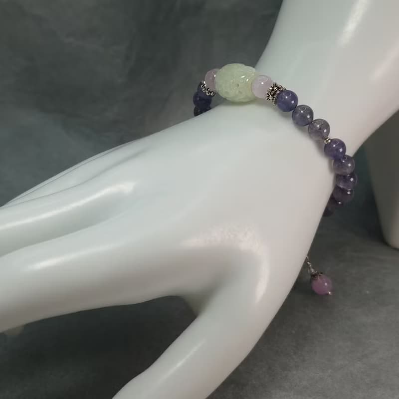 手鍊 翡翠 鏤空雕刻 貓眼 紫鋰輝石 堇青石 925銀飾 手珠 寶石