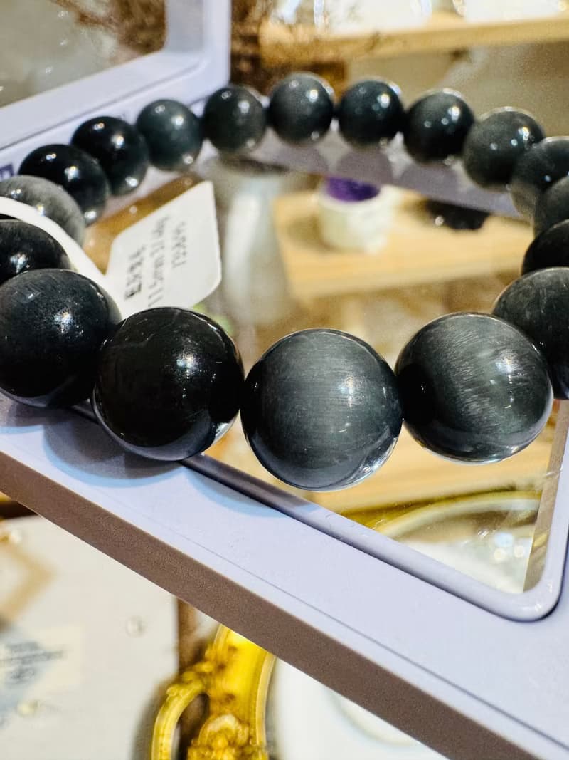 英倫風深灰藍兔毛水晶手珠11.5mm37.48g消除緊張增強說服力增加自