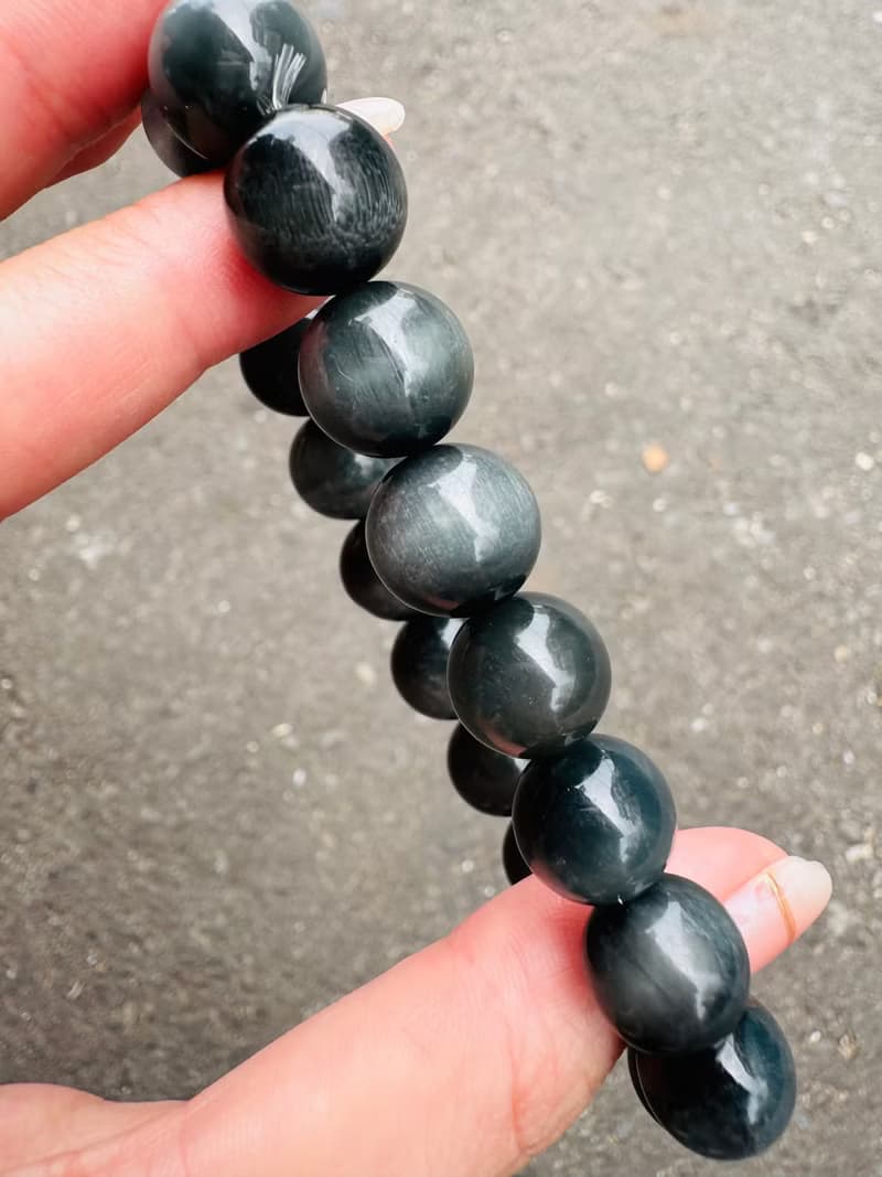 英倫風深灰藍兔毛水晶手珠11.5mm37.48g消除緊張增強說服力增加自