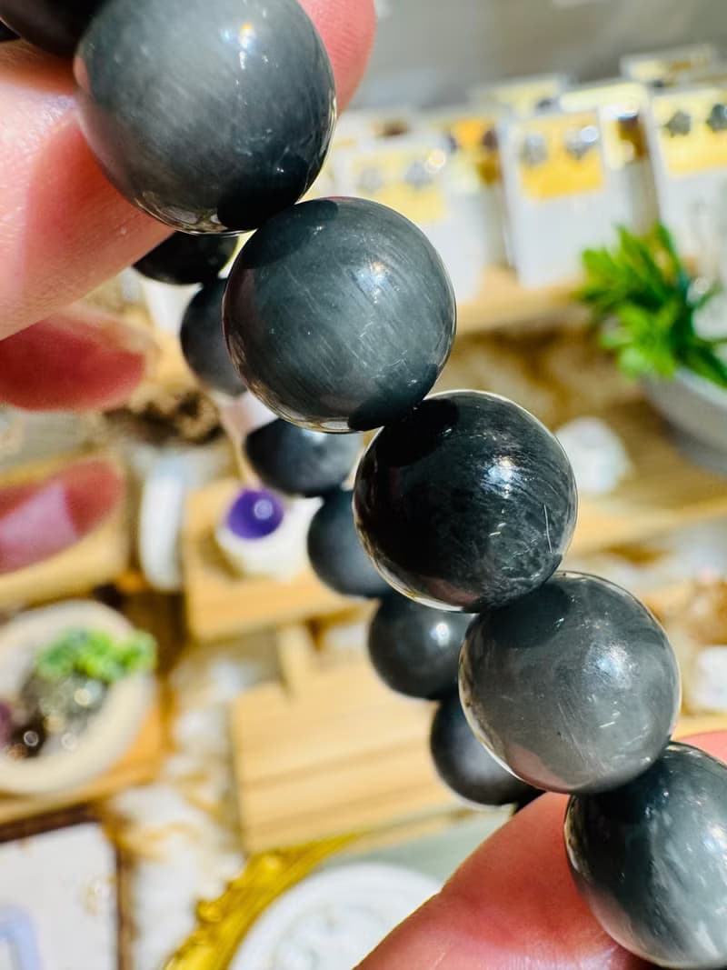 英倫風深灰藍兔毛水晶手珠11.5mm37.48g消除緊張增強說服力增加自