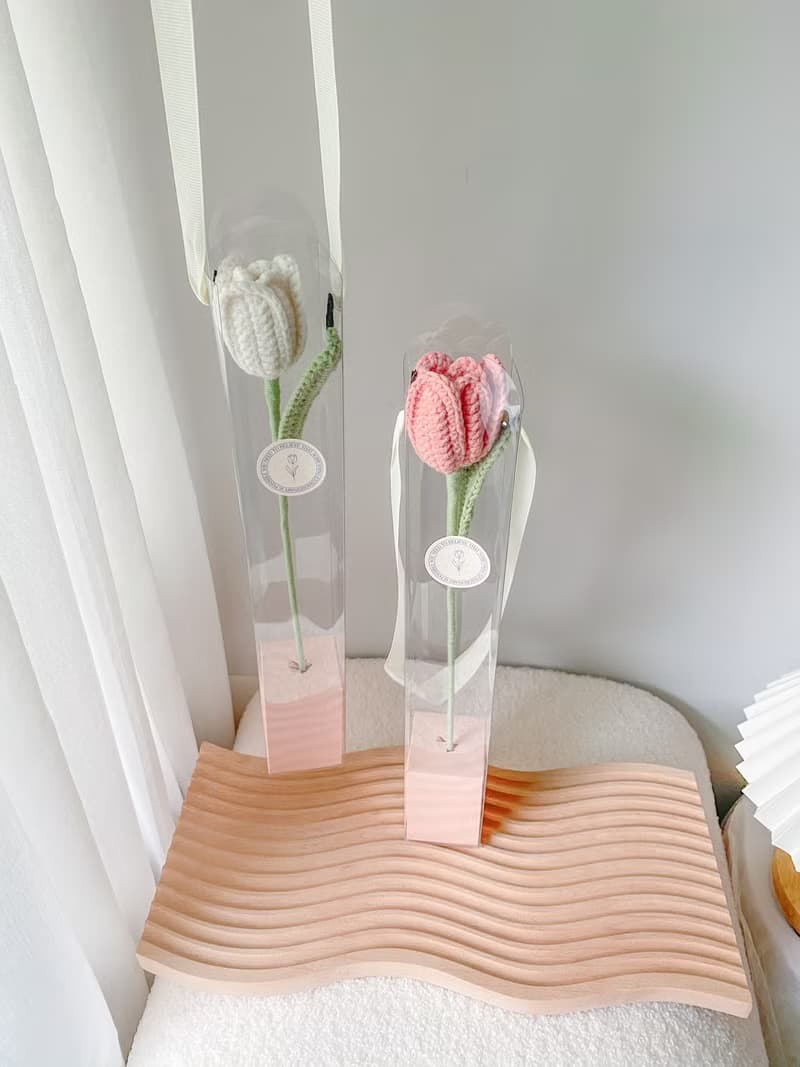 編織花 / 單支針織鬱金香花束
