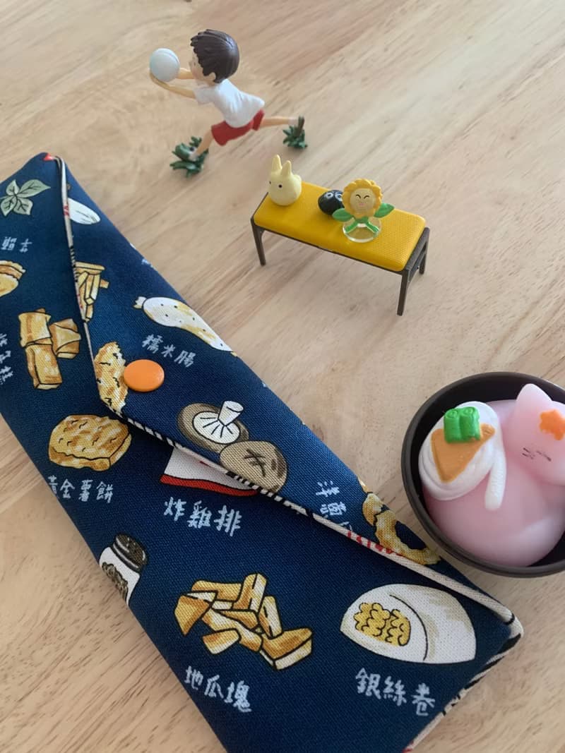 文青風環保純棉筷袋 深夜美食 沈穩蔚藍 日本 潮物 收納 手作餐具