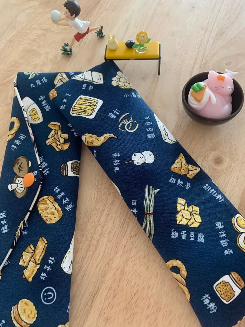 文青風環保純棉筷袋 深夜美食 沈穩蔚藍 日本 潮物 收納 手作餐具