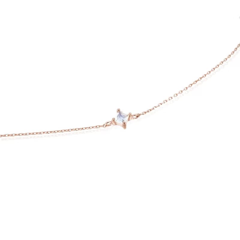 菱形藍光月光石925純銀手鍊(銀/玫瑰金) | 月光石系列