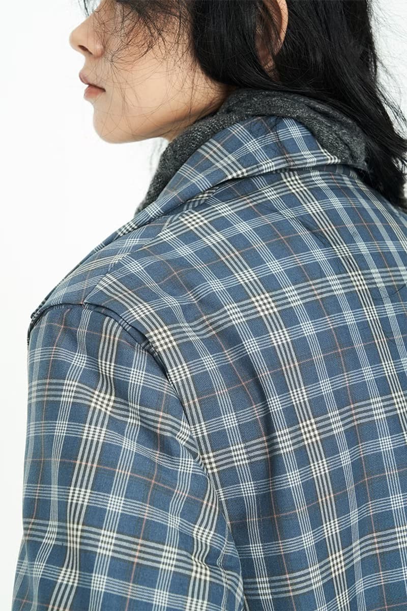 Thread 藍色格紋復古羽絨服外套