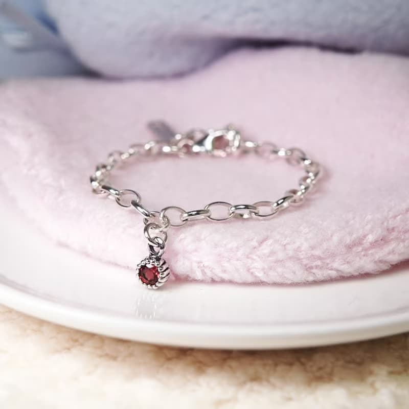 天然誕生石 純銀寶寶手鍊 彌月禮盒 新生兒 兒童銀飾 生日禮物