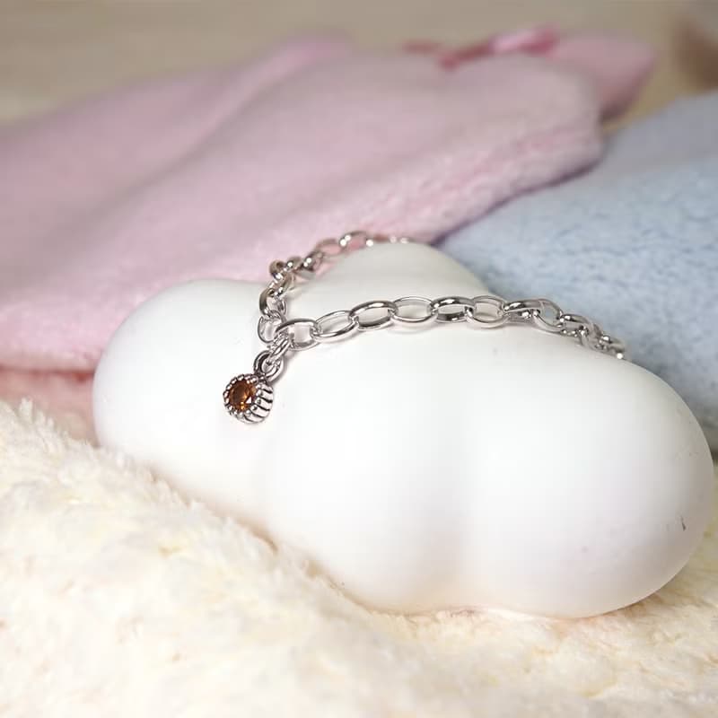 天然誕生石 純銀寶寶手鍊 彌月禮盒 新生兒 兒童銀飾 生日禮物