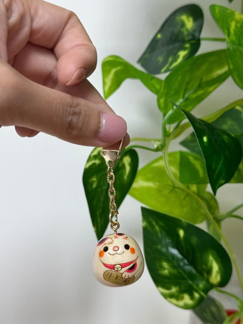 卯三郎之孫 | 迷你木招財貓匙扣