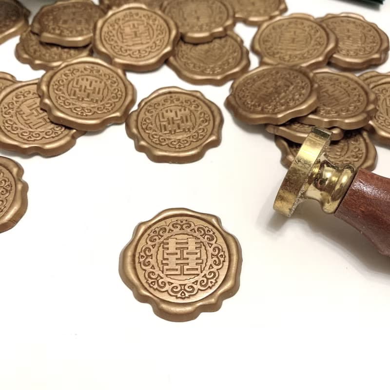 【火漆封印】|古銅花邊囍字封貼