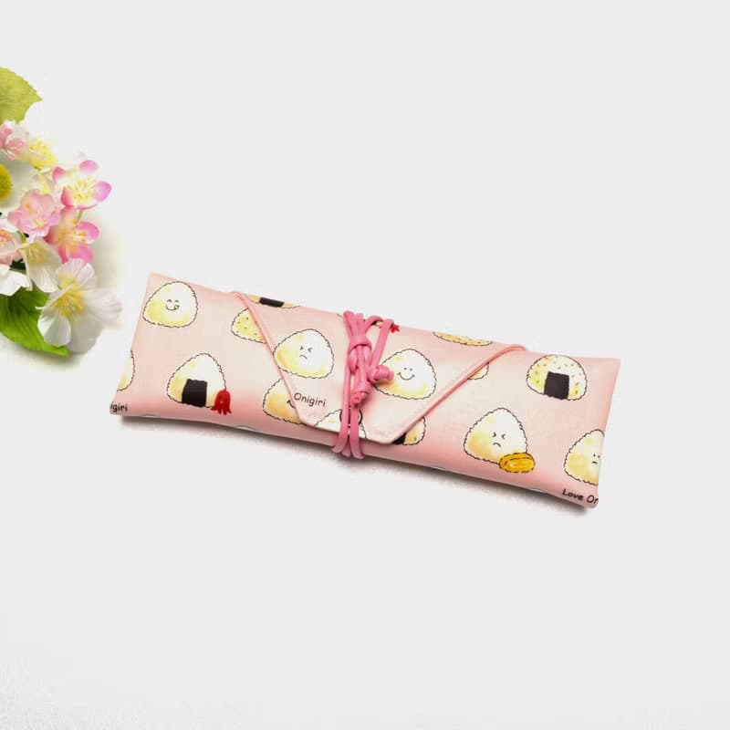 可愛飯糰-粉紅餐具包/筆收納袋 餐具套 餐具袋 收納 環保 方便