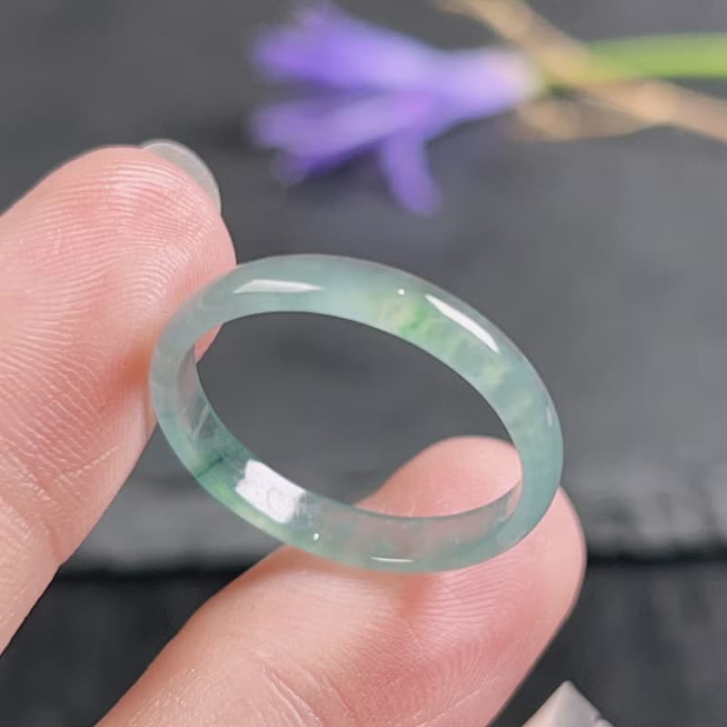 【求‧緣】冰藍水翡翠戒指戒圈 | 國際16圍 | 天然翡翠A貨 | 送禮