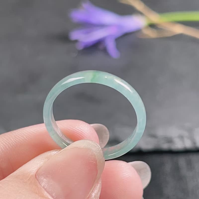 【求‧緣】冰藍水翡翠戒指戒圈 | 國際16圍 | 天然翡翠A貨 | 送禮