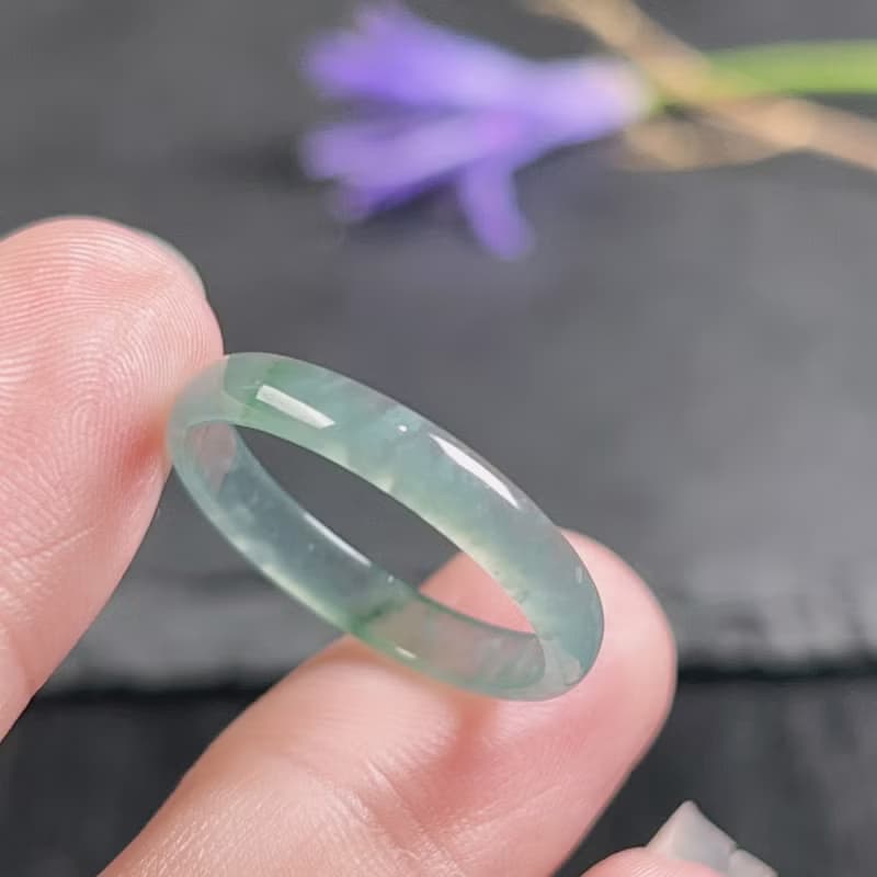【求‧緣】冰藍水翡翠戒指戒圈 | 國際16圍 | 天然翡翠A貨 | 送禮