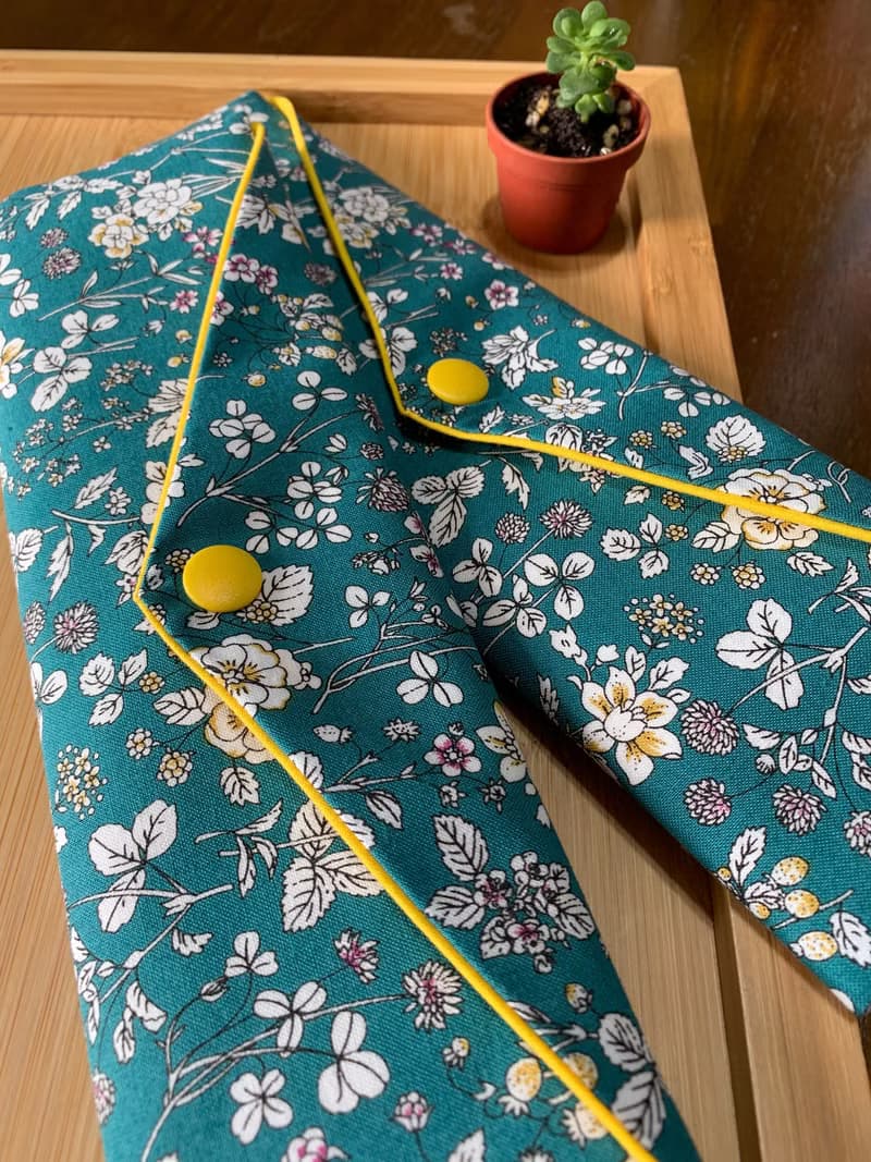 文青風環保純棉筷袋 ~ 清秀佳人 湖水綠 日本 潮物 收納 手作餐具