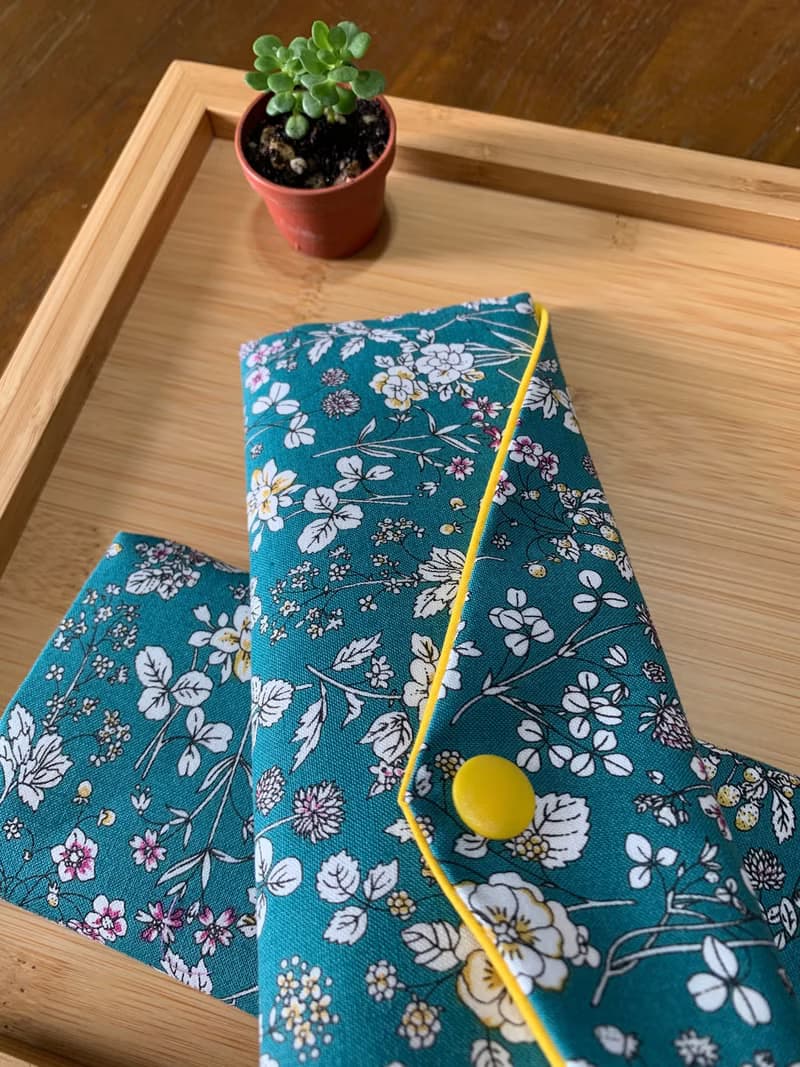 文青風環保純棉筷袋 ~ 清秀佳人 湖水綠 日本 潮物 收納 手作餐具