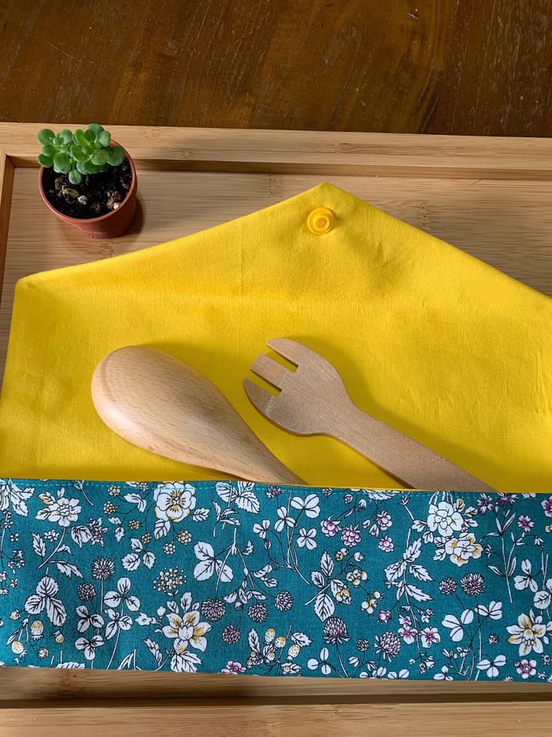 文青風環保純棉筷袋 ~ 清秀佳人 湖水綠 日本 潮物 收納 手作餐具