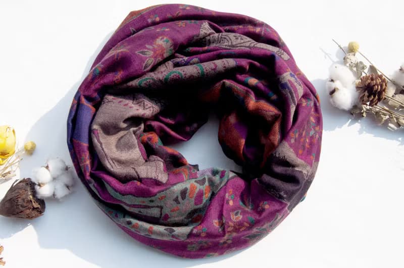 喀什米爾Cashmere/羊絨圍巾/純羊毛圍巾披巾/戒指絨披肩-駱駝大象